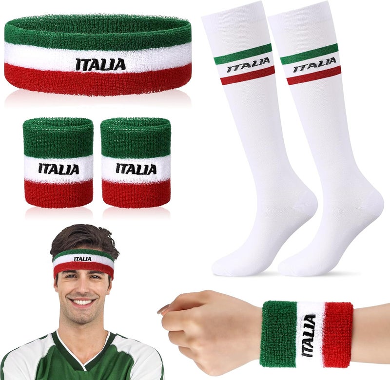 Jadive Sweatband Set and Includes 1 Head Sweatband and 2 Sports Wristband and 1 Pair Compression Socks for Men Women - Image 1